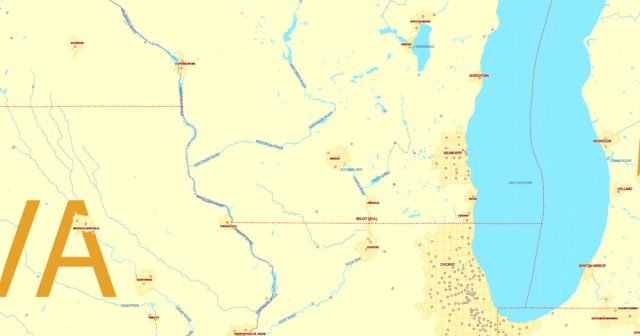 Printable Map US and Canada editable, Adobe Illustrator