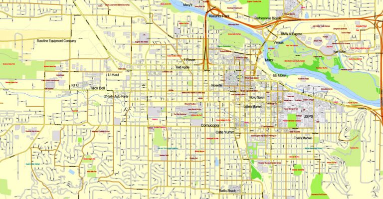 Eugene Springfield Oregon Printable Map US Exact Vector Street City Plan Layered Map V 09 eugene-springfield-oregon-printable-map-us-exact-vector-street-city-plan-layered-map-v-09