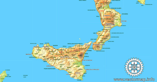Editable Italy Map.pdf Italy Printable PDF Map 01 fully editable Adobe PDF Relief and ...