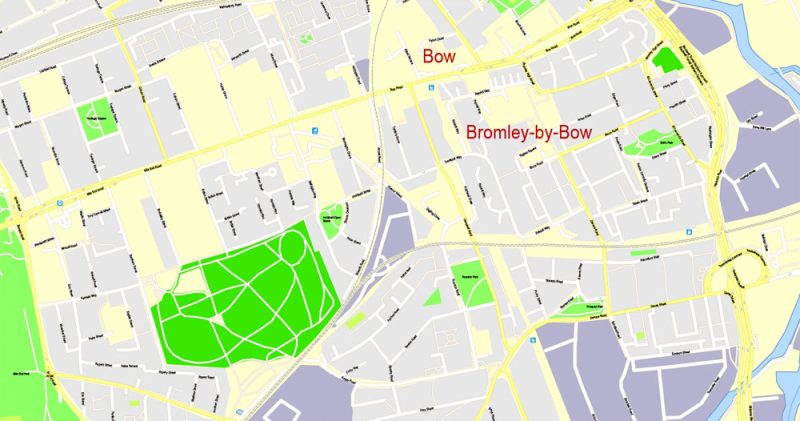 Printable Map Greater London, UK, exact vector street G-View Level 17 (2000 m scale) map, V.17 fully editable, Adobe Illustrator