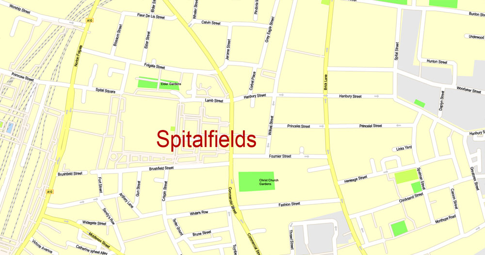 Printable Map Greater London, UK, exact vector street G-View Level 17 (2000 m scale) map, V.17 fully editable, Adobe Illustrator