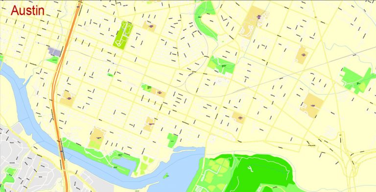 Austin Texas US Printable exact vector Map street G-View City Plan Level 17 (100 meters scale ...