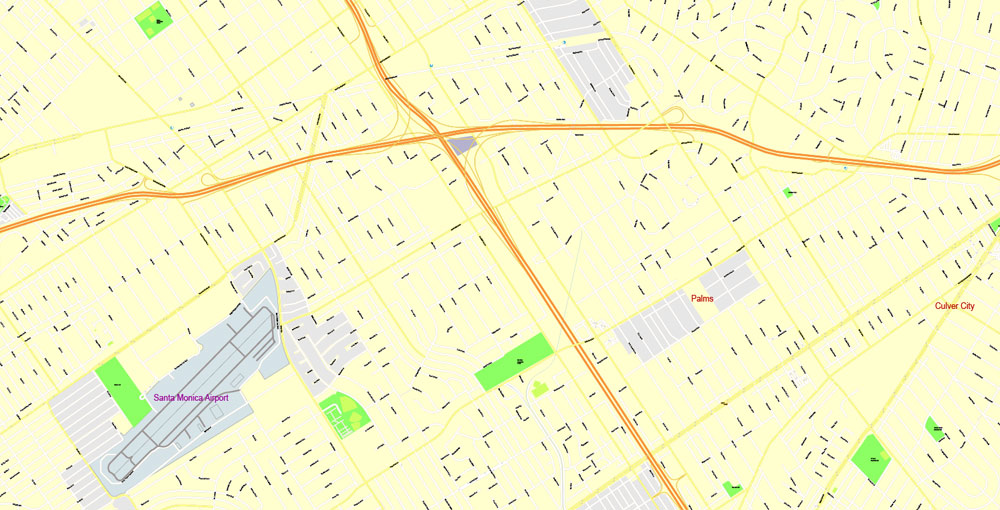 Printable Map Los Angeles, California, US, exact vector Map street G-View Plan V.3 full editable, Adobe Illustrator