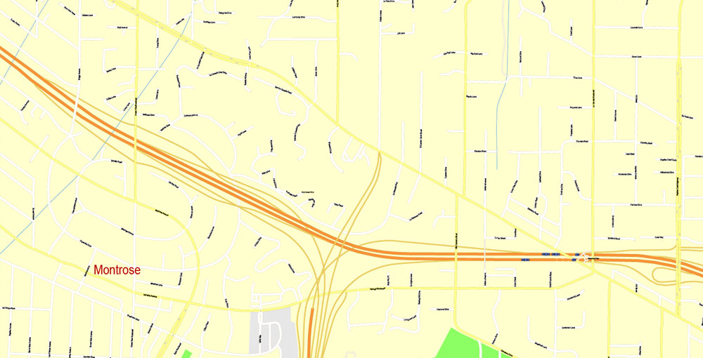 Printable Map Los Angeles, California, US, exact vector Map street G-View Plan V.3 full editable, Adobe Illustrator