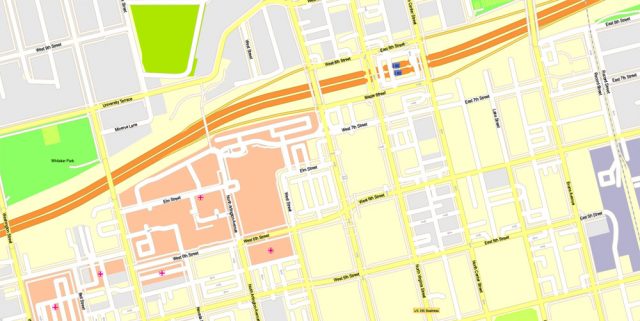 Reno Printable Map, Nevada, US, exact vector Map City Plan 100 meters ...