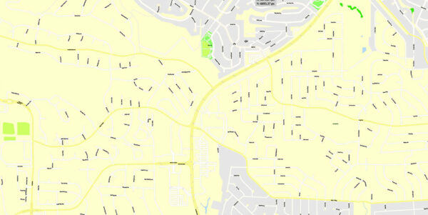 Reno Printable Map, Nevada, US, exact vector Map City Plan 100 meters ...