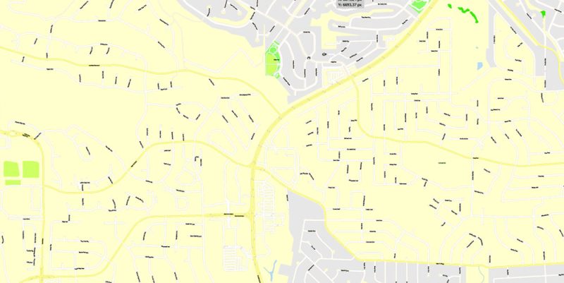 Printable Map Reno, Nevada, US, exact vector Map street G-View City Plan Level 17 (100 meters scale) full editable, Adobe Illustrator