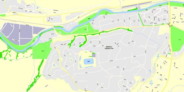 Reno Printable Map, Nevada, US, exact vector Map City Plan 100 meters scale full editable, Adobe ...