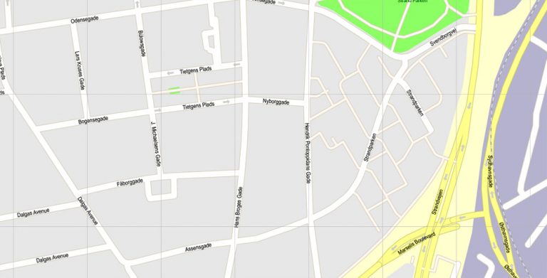 Aarhus Denmark PDF Printable Vector Map G-View level 17 (100 m scale) street City Plan map, full ...