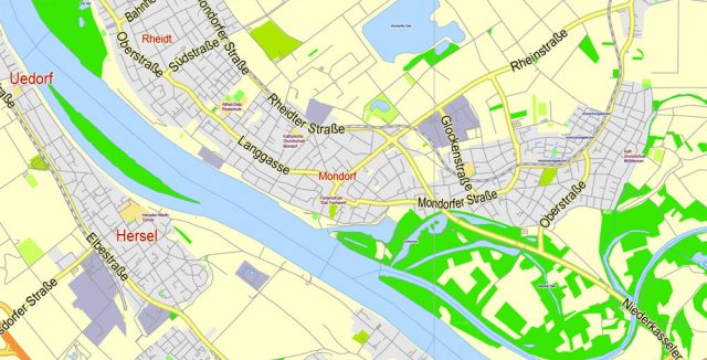 Cologne Köln + Bonn PDF Printable Vector Map, Germany, G-View level 13 ...