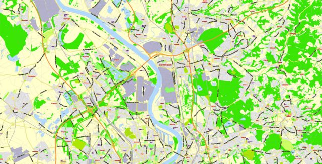 Cologne Köln + Bonn PDF Printable Vector Map, Germany, G-View level 13 ...