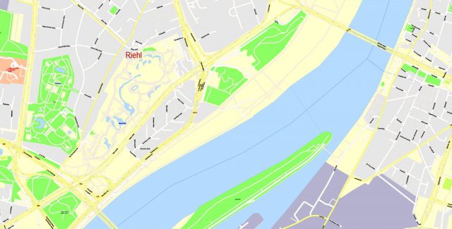 Cologne Köln Printable Vector Map, Germany, G-View level 17 (100 m ...