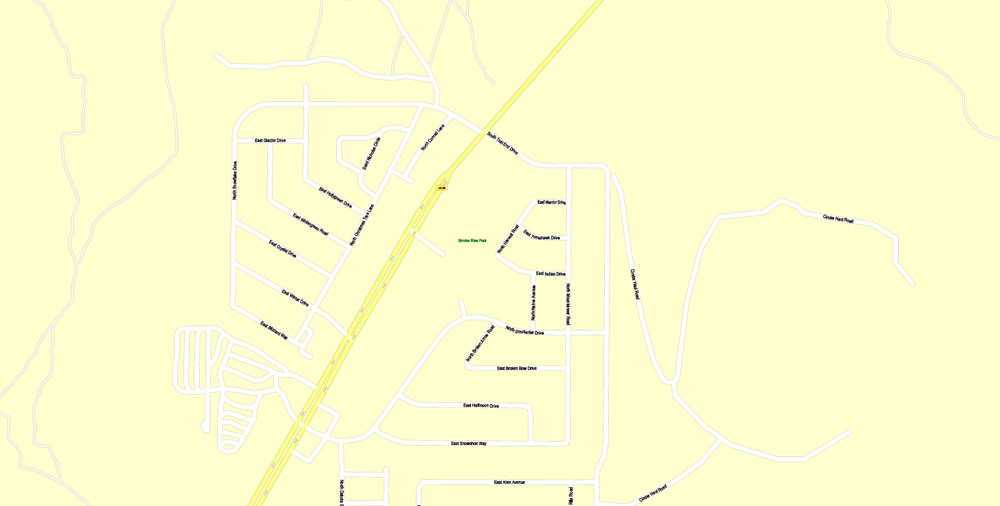 Printable Map Flagstaff, Arizona, US, exact vector Map street G-View City Plan Level 17 (100 meters scale) full editable, Adobe Illustrator