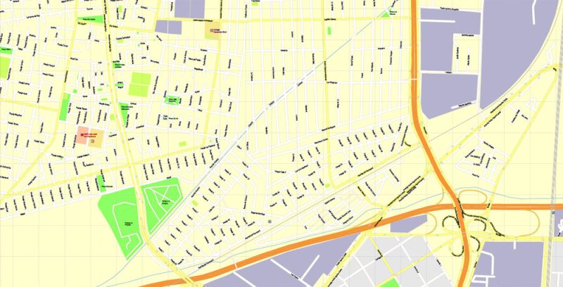 Printable Map Santiago, Chile, exact vector Map street City Plan G-View Level 17 (100 meters scale) full editable, Adobe Illustrator
