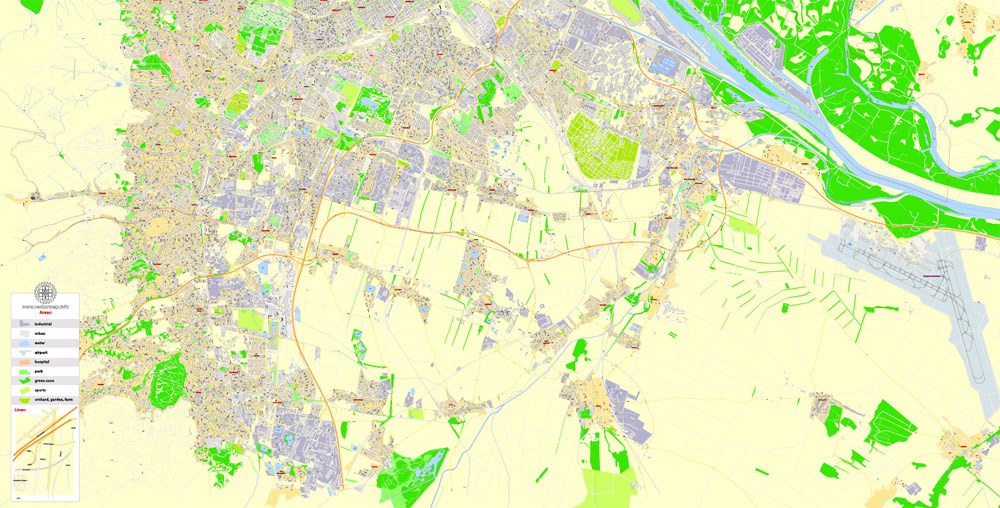 Vienna / Wien Printable Vector Map with buildings, Austria,  G-View level 17 (100 m scale) street City Plan map, full editable, Adobe Illustrator