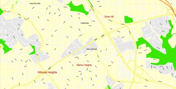 Washington DC + Arlington, US, exact vector Map street City Plan 100