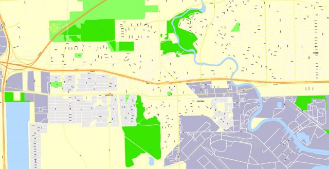 Houston Printable Map, Texas, US, exact vector City Plan 100 meters ...