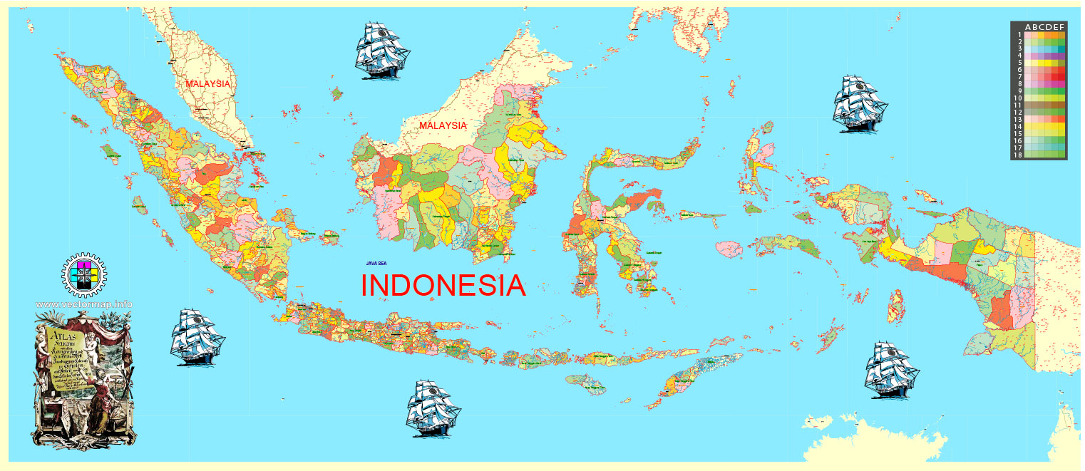 Indonesian Map. Indonesia Cities Map.