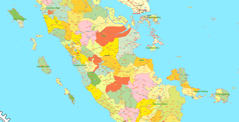 Indonesia Map PDF 01 Printable Admin, exact vector Map full editable Layered Adobe PDF
