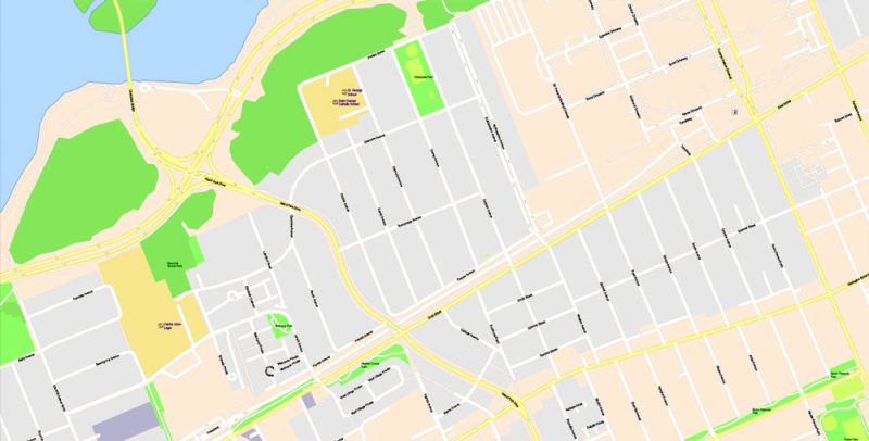 Printable Map Ottawa City Large Area, Canada, exact Map City Plan Level G-View 17 (100 meters scale) full editable, Adobe Illustrator