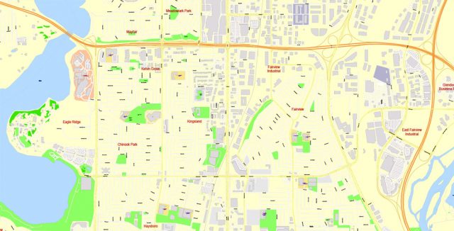 Calgary City Large Area Editable PDF Map, Canada, exact Map City Plan ...