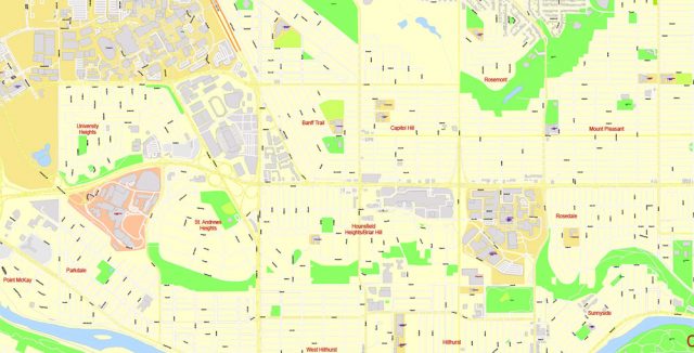Calgary City Large Area Editable PDF Map, Canada, exact Map City Plan ...