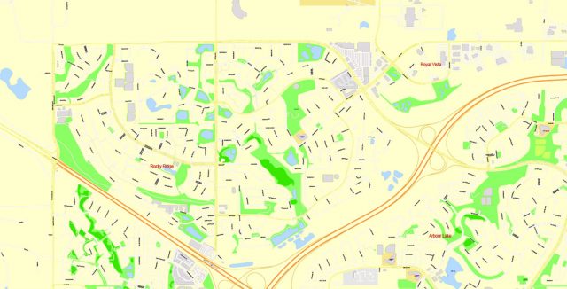 Calgary City Large Area Editable PDF Map, Canada, exact Map City Plan ...