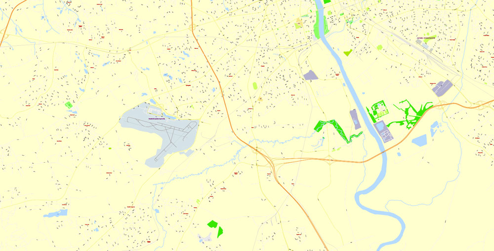 Columbia PDF Editable Map, South Carolina US, exact vector Map street G-View City Plan Level 17 (100 meters scale)  full editable, Adobe PDF