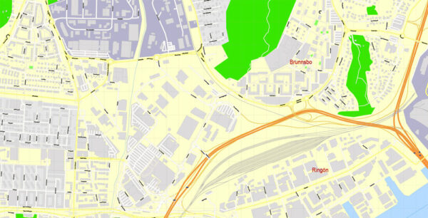 Gothenburg Göteborg Editable PDF Map, Sweden, exact City Plan with ...
