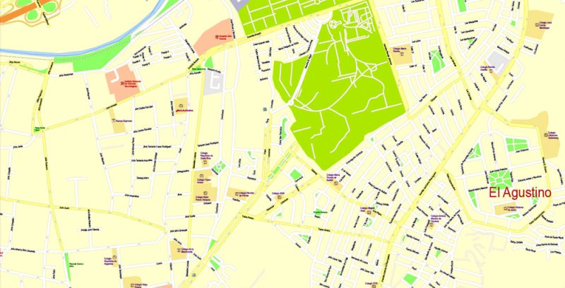 Printable Map Lima, Peru, exact Map City Plan Level G-View 17 (100 meters scale) full editable, Adobe Illustrator