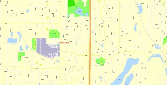 Minneapolis + St. Paul Printable Map, Minnesota US, exact vector Map ...