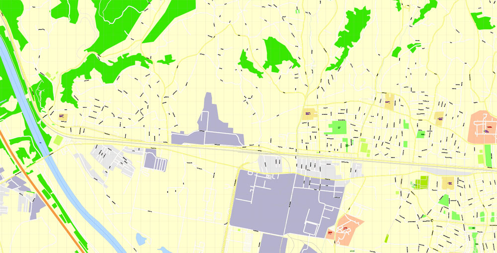 Printable Vector Map Zagreb, Croatia, exact City Plan, street G-View Level 17 (100 meters scale) map, fully editable, Adobe Illustrator