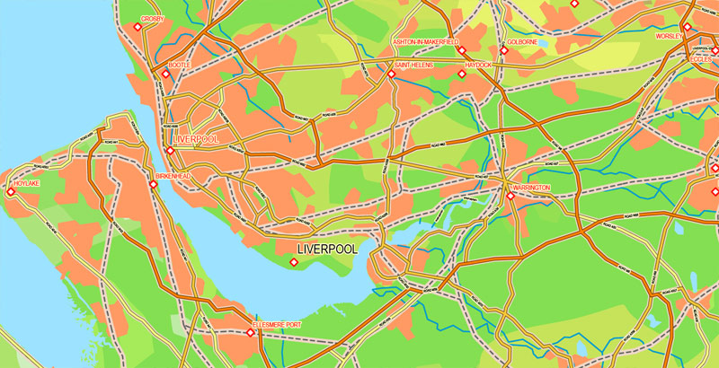 Printable Map UK + Full Ireland, exact vector relief road map, full editable, Layered Adobe IllustratorPrintable Map UK + Full Ireland, exact vector relief road map, full editable, Layered Adobe Illustrator