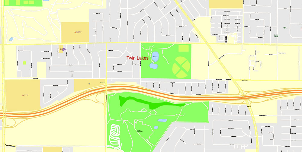 Printable Vector Map Las Vegas, Nevada US, exact vector Map street G-View City Plan Level 17 (100 meters scale) full editable, Adobe Illustrator