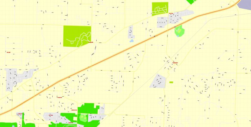 Printable Vector Map Little Rock metro area, Arkansas US, exact vector Map street G-View City Plan Level 17 (100 meters scale) full editable, Adobe Illustrator