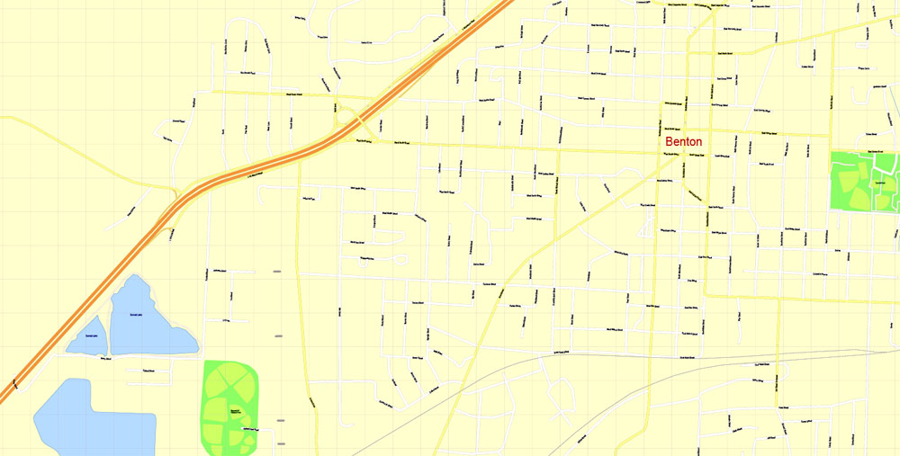 Little Rock metro area PDF Vector Map, Arkansas US, exact vector Map street G-View City Plan Level 17 (100 meters scale)  full editable, Adobe PDF