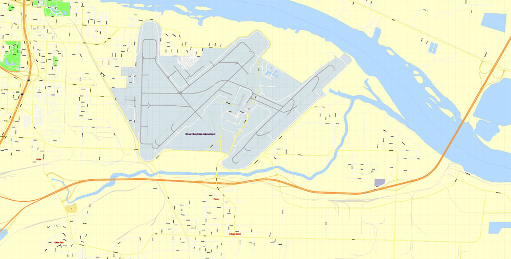 Printable Vector Map Little Rock metro area, Arkansas US, exact vector Map street G-View City Plan Level 17 (100 meters scale) full editable, Adobe Illustrator