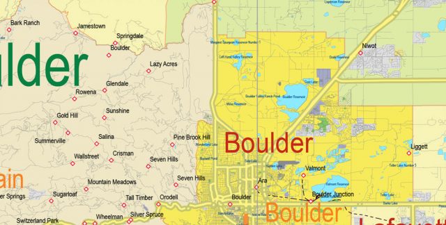 Colorado US Printable Vector Map Full State, ALL ROADS, extra detailed, exact vector Map 10 km ...