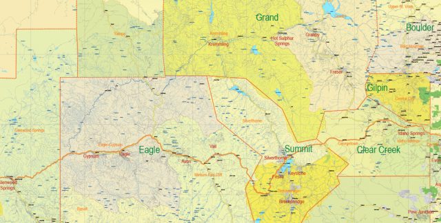 Map Colorado US PDF extra detailed, exact vector editable Map printable