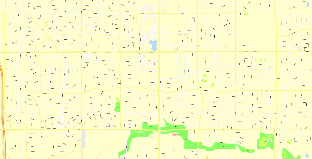 Printable Vector Map Kansas City metro area, Kansas Missouri US, exact vector Map street G-View City Plan Level 17 (100 meters scale) full editable, Adobe Illustrator