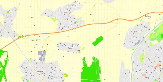 Printable Map Basel Switzerland, exact vector City Plan editable CorelDraw