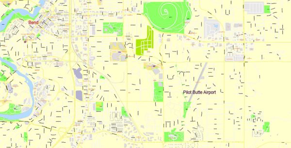 Printable Map Bend Oregon Us Exact Vector City Plan M 9775