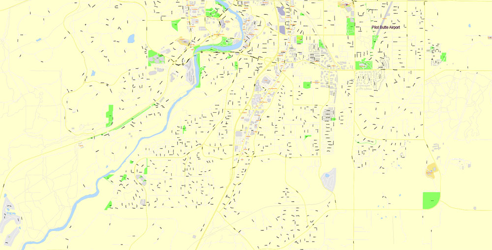 Bend Oregon US Printable EPS Map exact vector City Plan editable, Vector EPS Street Map