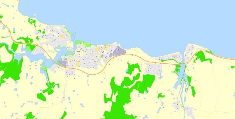 Printable Map North East Tasmania, exact vector City Plan Map street G-View Level 17 (100 meters scale 1:3541) full editable, Adobe Illustrator