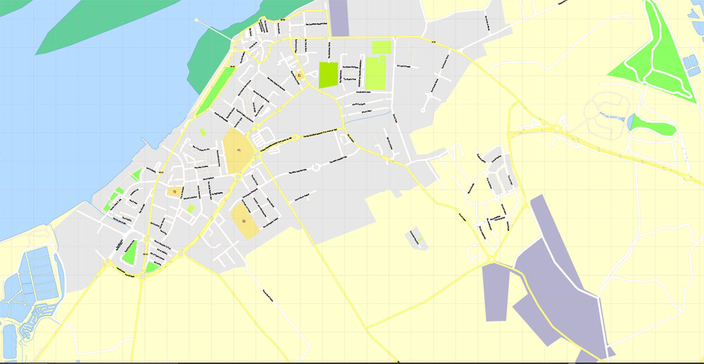 Map Lisbon (Lisboa) Metropolitan Area, Portugal, Printable Vector exact detailed City Plan, scale 1:3664, editable Layered Adobe Illustrator