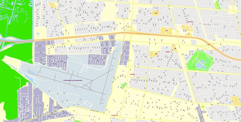 New Orleans Vector Map Louisiana, US exact detailed City Plan Adobe Illustrator Street Map