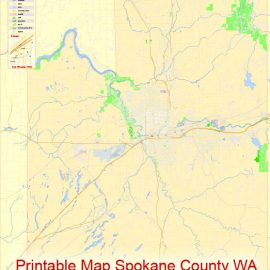Editable map Spokane Washington