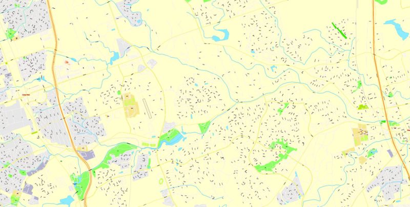 Map Travis County + Austin, Texas US, Adobe Illustrator Editable Printable exact detailed vector Map Scale 100 meters
