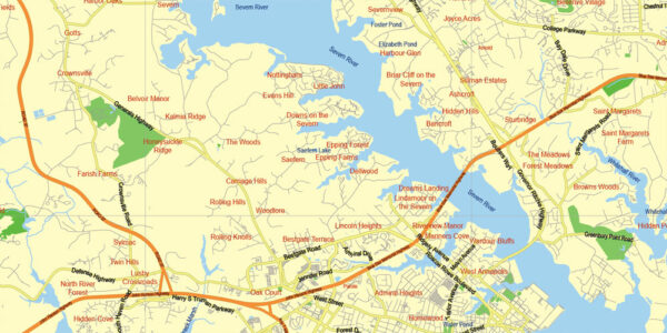 Washington DC Map + Baltimore + part of Virginia Map Editable Printable ...