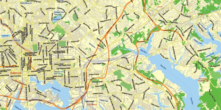 Washington DC Map + Baltimore + part of Virginia Map Editable Printable ...